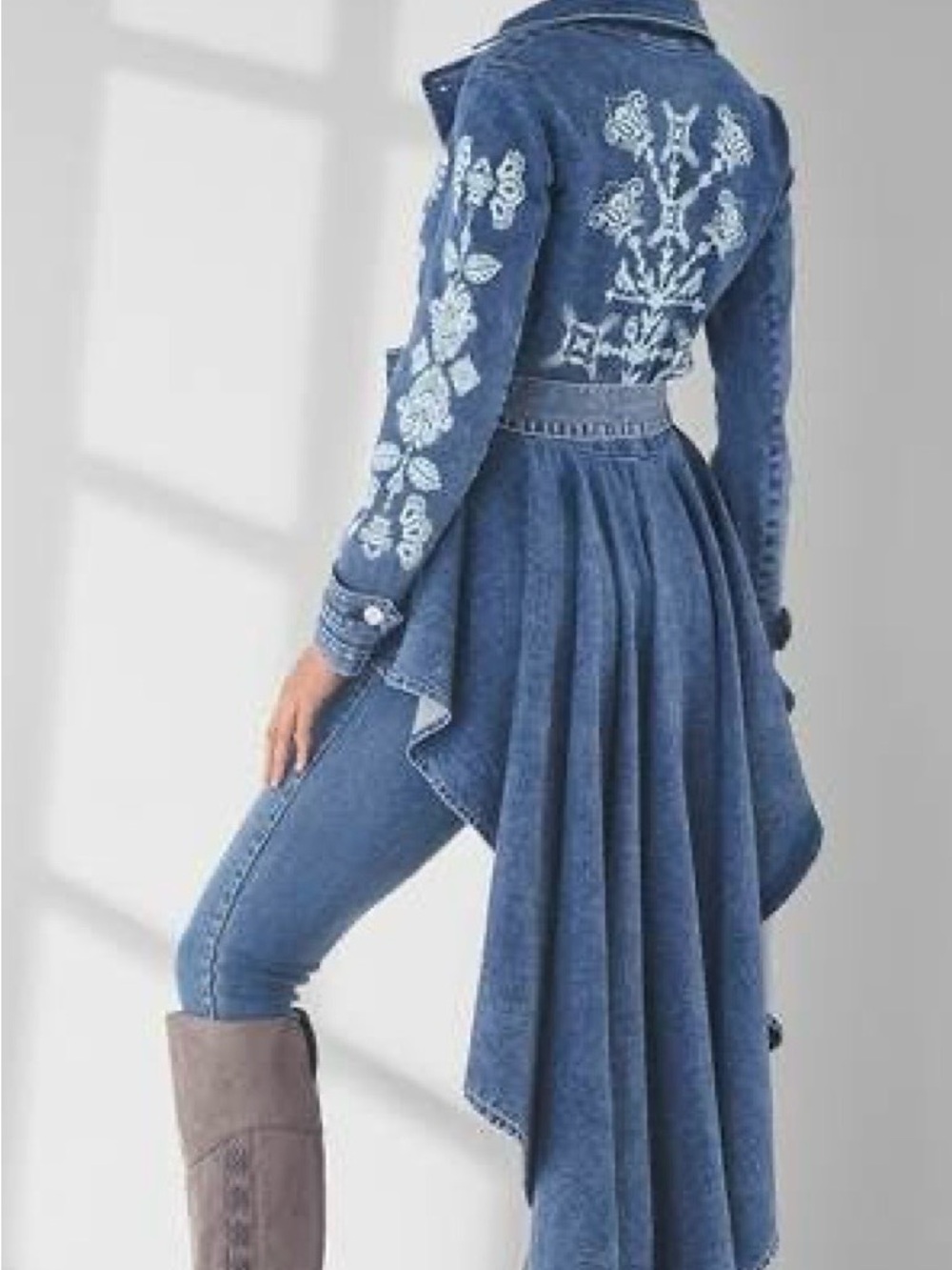 Venus Denim Embroidered High-Low Jacket- Blue size 12 - Picture 4 of 8